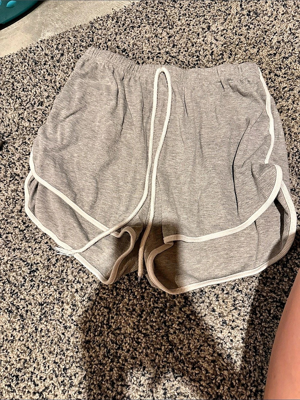 SHEIN EZwear Contrast Binding Drawstring Dolphin Shorts Dolphin Shorts Gray
